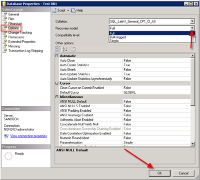 backing up a database in SQL Server Management Studio