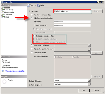 SQL Server Authentication set up how to