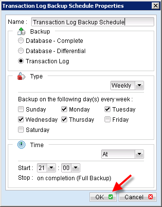 scheduling database backup Microsoft SQL