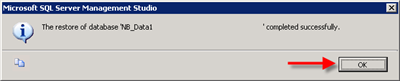 Click OK when restore is completed