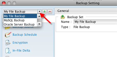 Select the backup set to change Nordic Backup