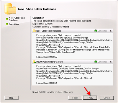 Set the database name for the public folder store